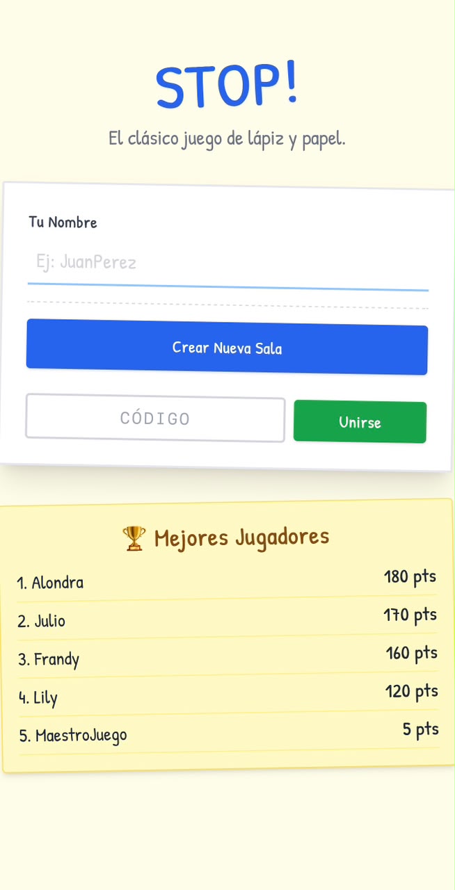 Pantalla de inicio